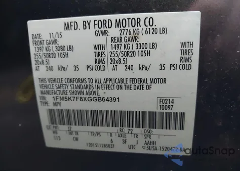 2016 Ford Explorer Limited from USA, damaged, VIN 1FM5K7F8XGGB64391